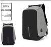 حقيبة ظهر مكافحة سرقة متعددة الوظائف سوداء مع منفذ USB للشحن
